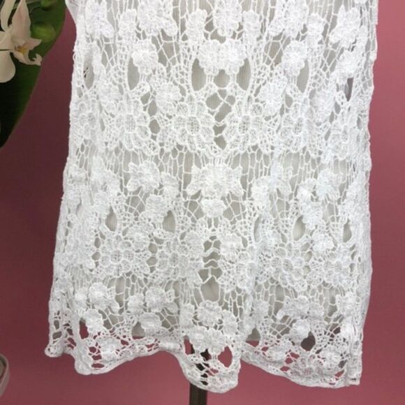 Arden B White Crochet Floral Lace Spring Summer Tank Top - Picture 5 of 9